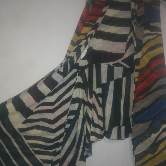 Reversible 1X Boho Zebra Bold Colored Long Vest Plus - Picture 2 of 2